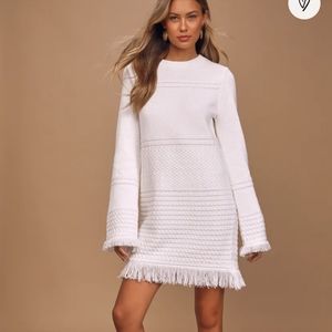 NWT Lulu's white cable knit long sleeve mini dress